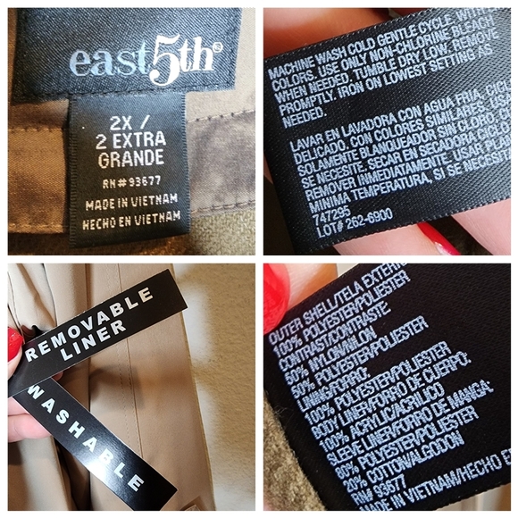 NWT East 5th Removable Liner Tan Trench Coat Women's Size 2X Knee Length JCP - Picture 6 of 16